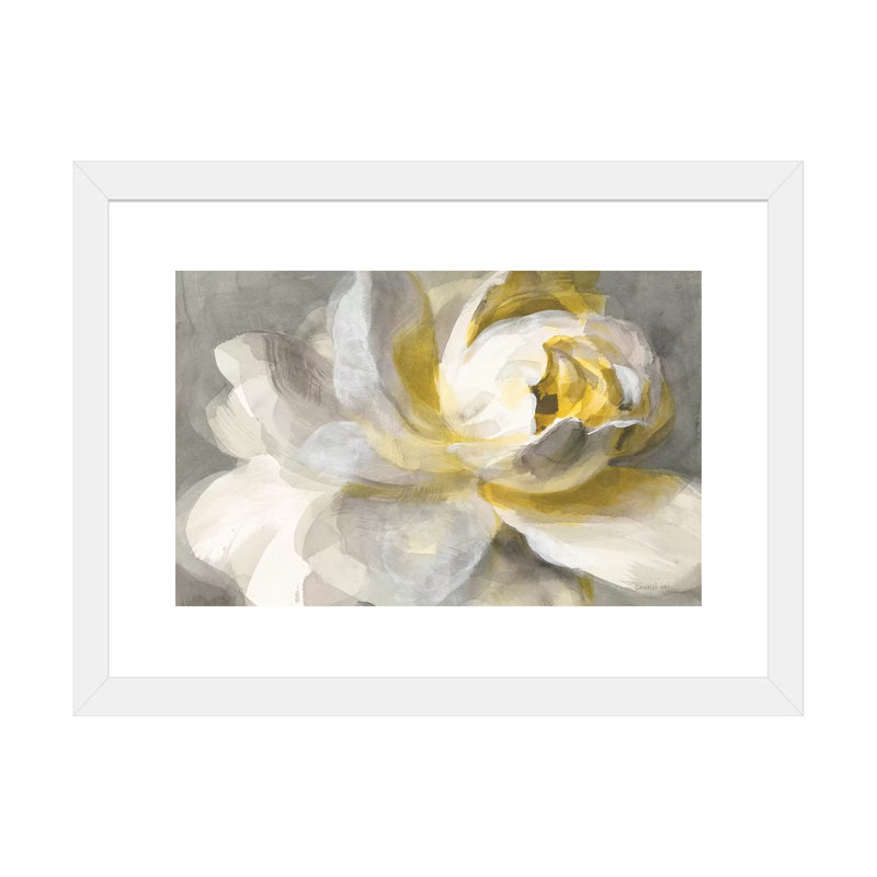 «Abstract Rose» par Danhui Nai - reproduction d'art, H 16 po x l 24 po x P 1 po, Papier encadré blanc, Blanc