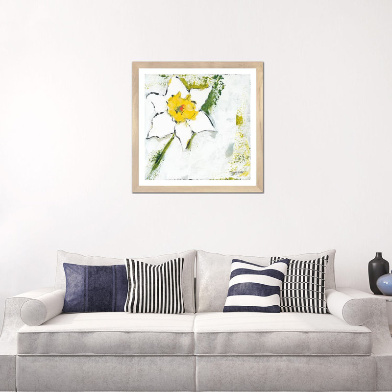 Impression, Papier avec cadre beige, Blanc, H 24 po x l 24 po x p 1 po