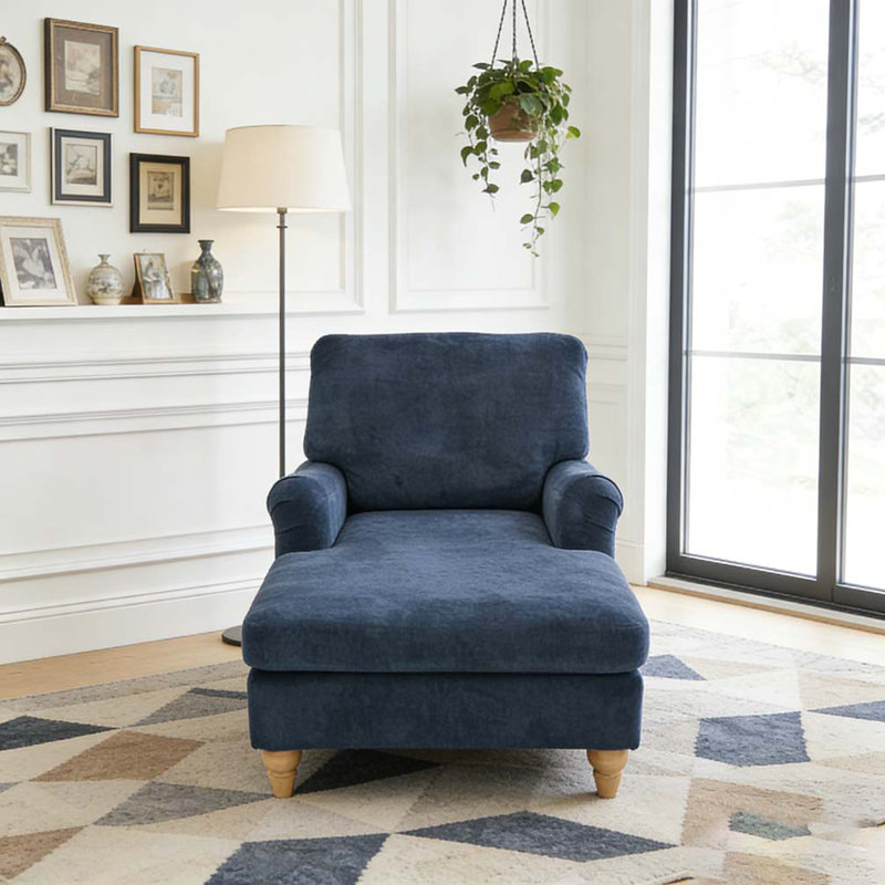 Canapé-lit moderne surdimensionné avec pieds en bois, Bleu