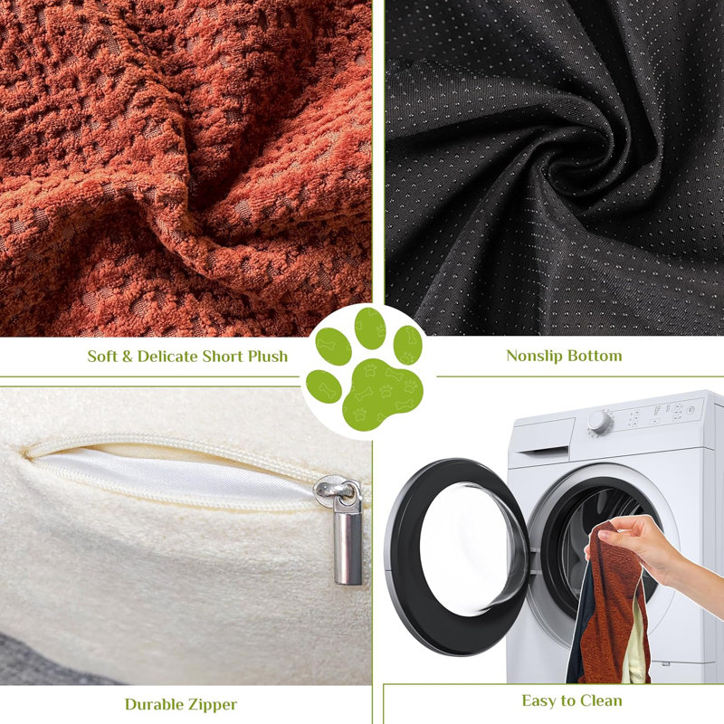 Orthopedic Microsuede Pet Bed, ‎Orange/Cream