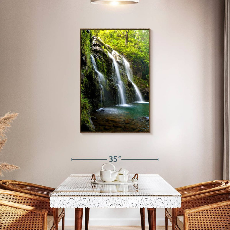 Chutes de Hana, 29" x 43", Floating Frame Walnut