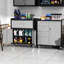 Armoire de rangement en métal - Garage, bureau, maison. Roues verrouillables, plateau surélevé. 4 tiroirs latéraux, tablettes réglables. Solide. Noir / gris pour un usage domestique. Rangement à 360 roulettes.