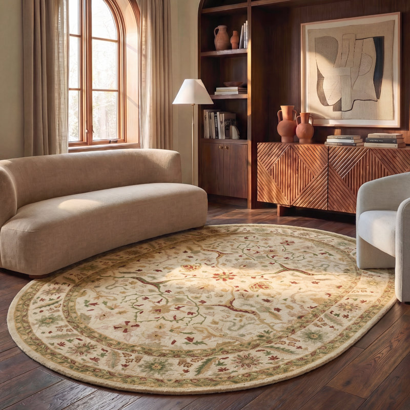 Tapis oriental en laine touffeté à la main Dunbar, Ovale 7 pi 6 po x 9 pi 6 po