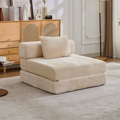Canapé à compression, canapé-lit à plancher convertible à structure fixe, canapé modulaire monoplace sans os, tissu chenille