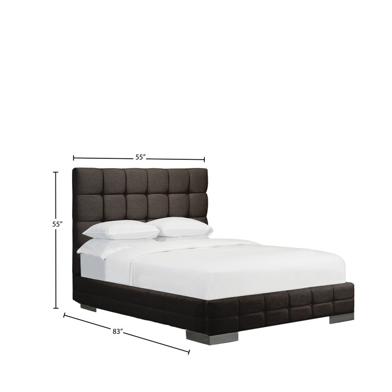 Lit plateforme tapissier Stollings, Double, Cuir - Espresso
