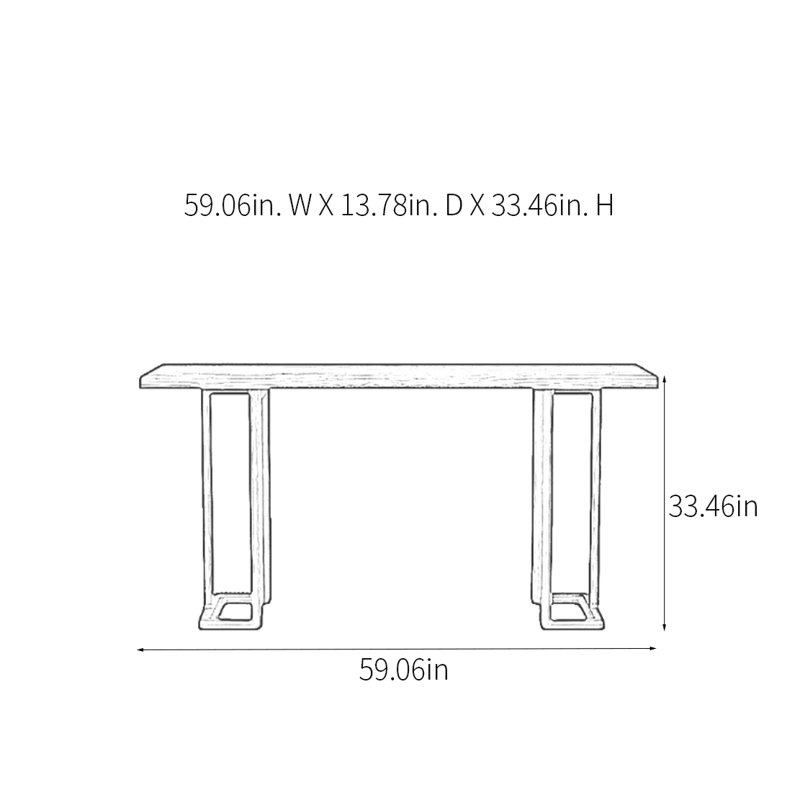 Minimalist Solid Wood Console Table, 33.46" H x 59.06" W x 13.78" D