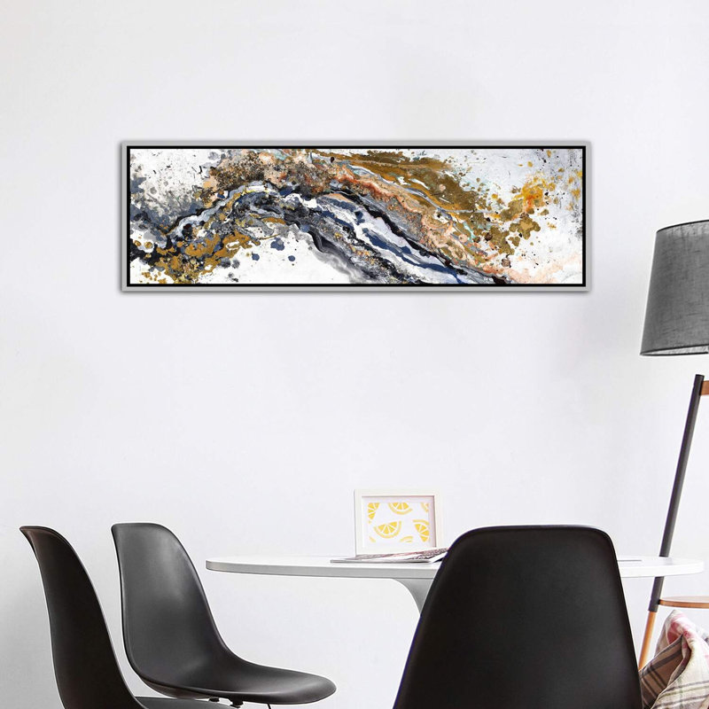 " Turbulence " by Patricia Pinto, No Mat, 24" H x 72" W x 1.5" D, Silver Framed