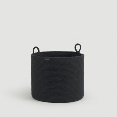 Black Loops Cotton Rope Basket - Medium