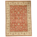 Hand Knotted Wool Oriental Area Rug in Rust And Ivory