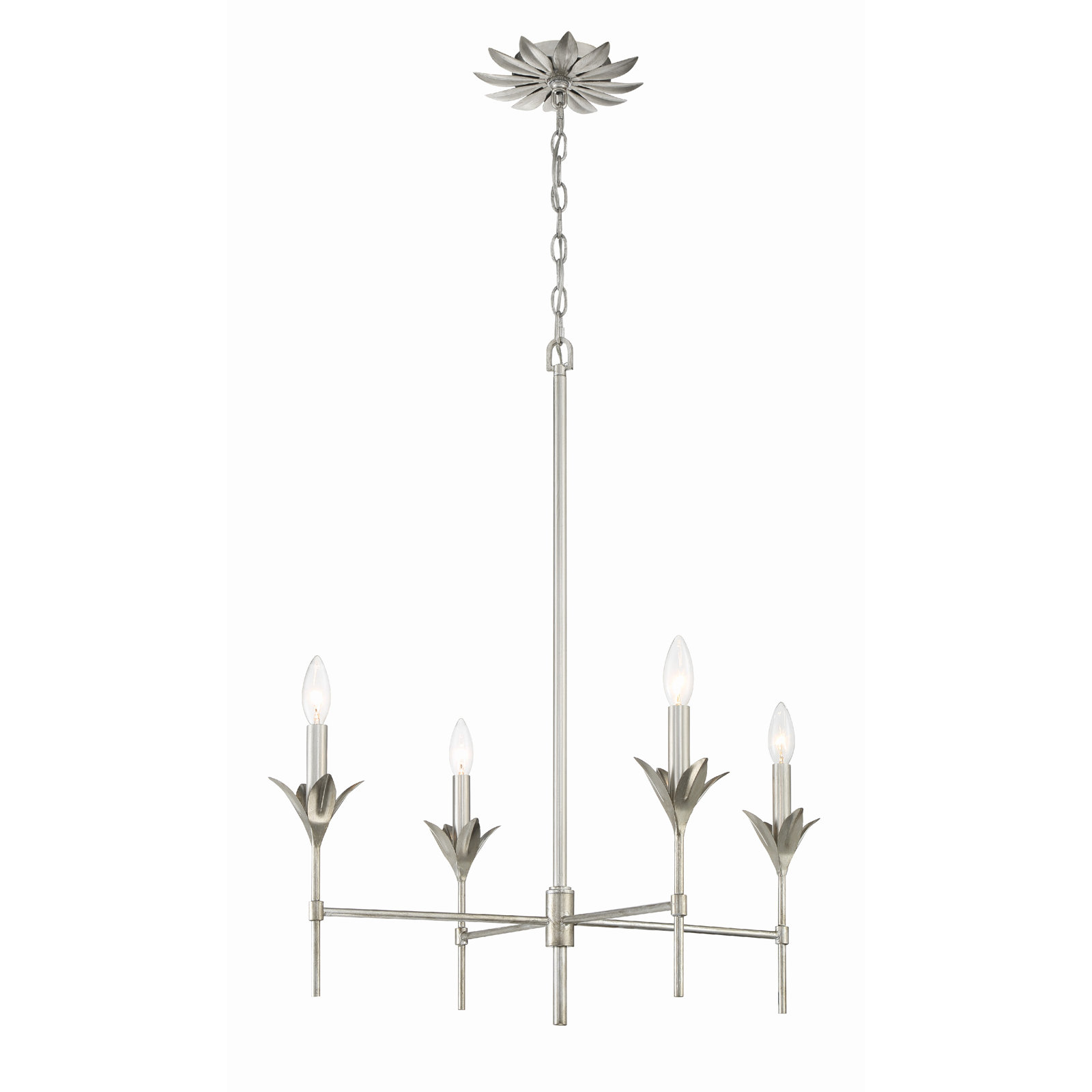 4 - Light Dimmable Chandelier, Antique Silver