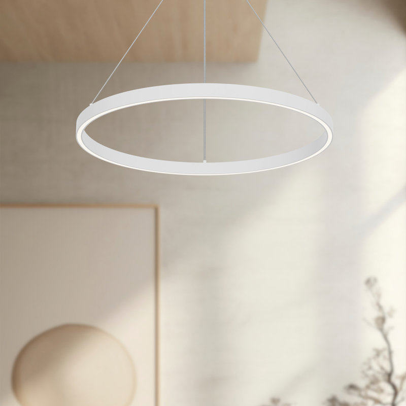 Luminaire suspendu unique à 1 lumière Cerchio, Blanc, H 1,375 po x l 23,625 po x P 23,625 po
