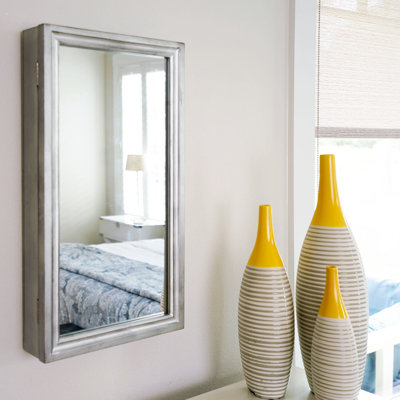 Porte-bijoux mural avec miroir de rangement