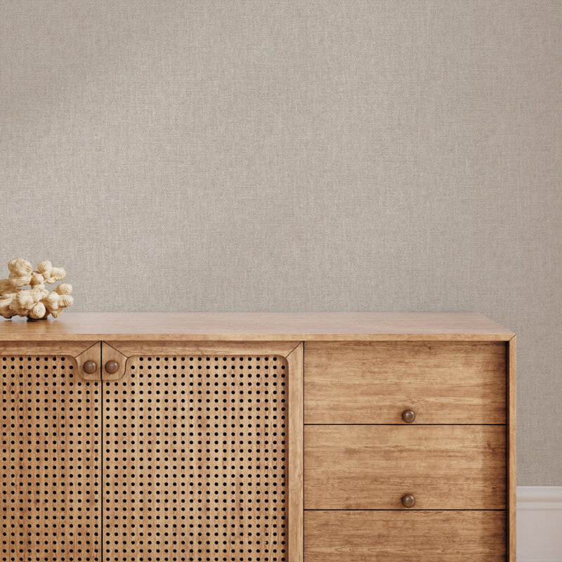 Faux Grasscloth Primitivo Textured Peel and Stick Wallpaper by Jeremiah Brent, Beige