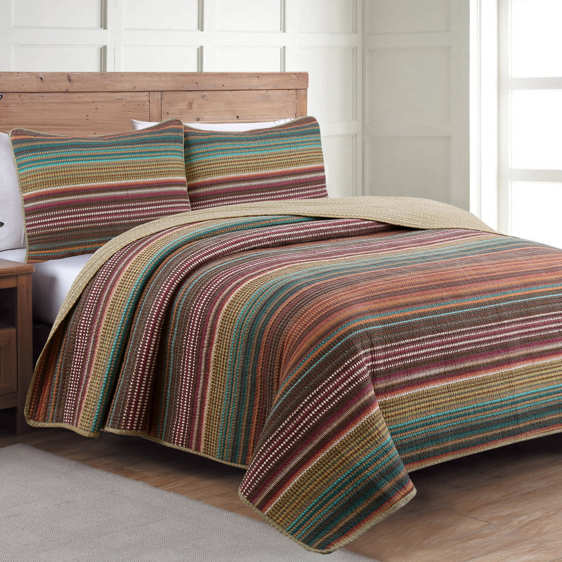 Estate Collection Reversible Quilt Set, Queen Quilt + 2 Shams, Mutli