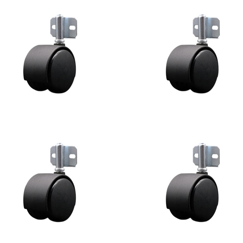 2-3/8 Inch Nylon Twin Wheel Casters with Side Mounting Bracket – Set of 4 - SCC