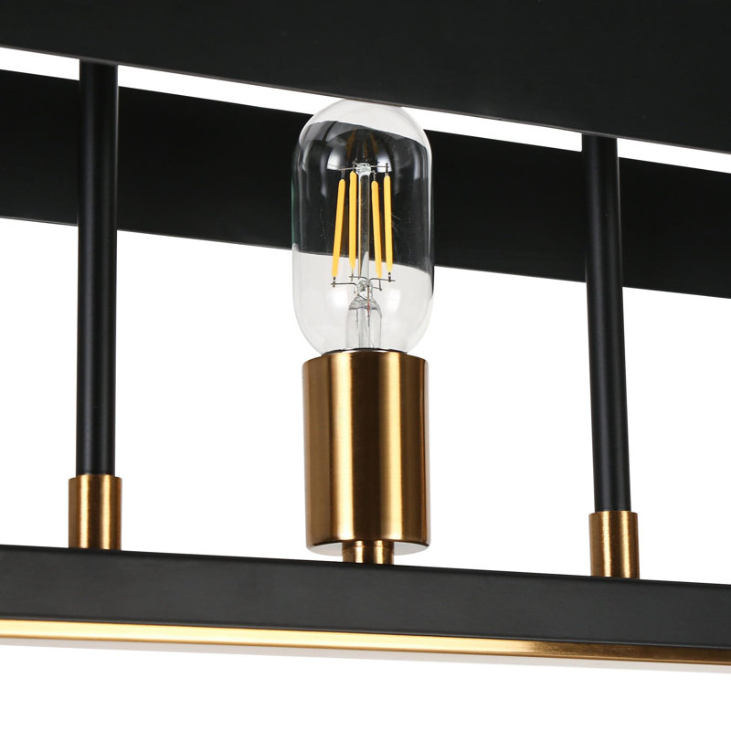 Setser 5 - Light 35'' W Black/Copper Kitchen Island Pendant UL Certified