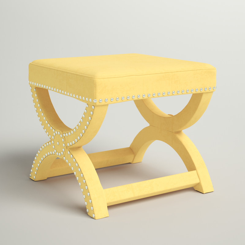 Repose-pieds standard carré de 21,3 po Miamisburg, Velours jaune