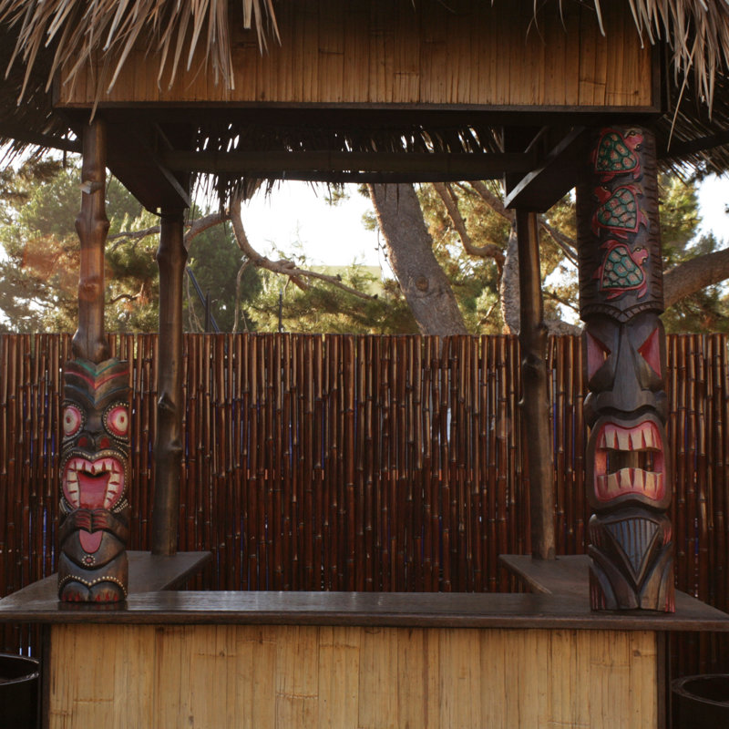 Hand-Carved Albesia Wood 20" Tiki Mask Wall Decor