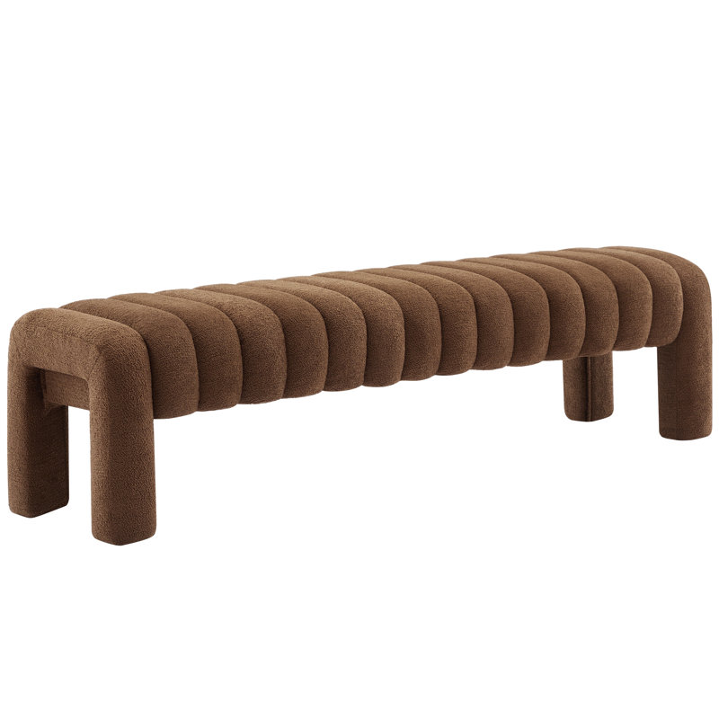 Gliese Boucle Upholstered Bench, Beige, 43cm H x 160cm W x 44cm D