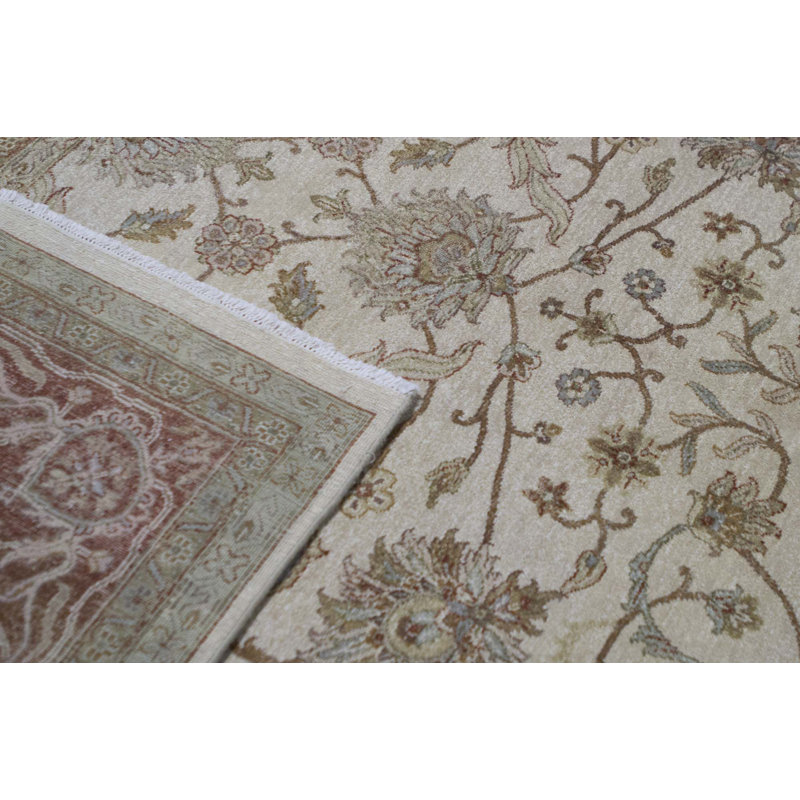 Tapis ivoire et rouille noué à la main de haute qualité