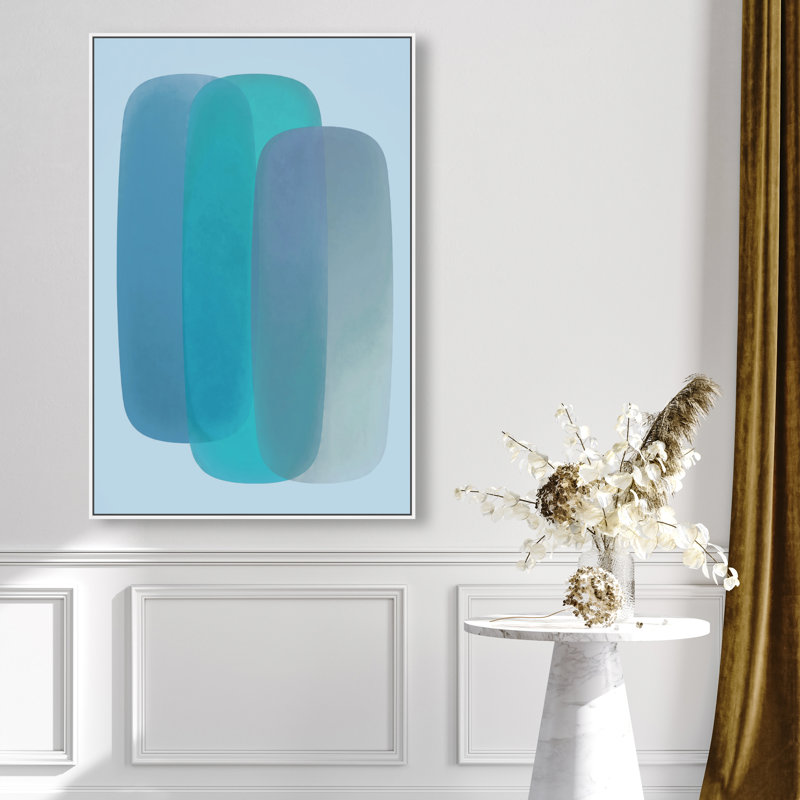 Teal Gradients Print by Oliver Gal, 31"H x 21"W, White Floater Frame