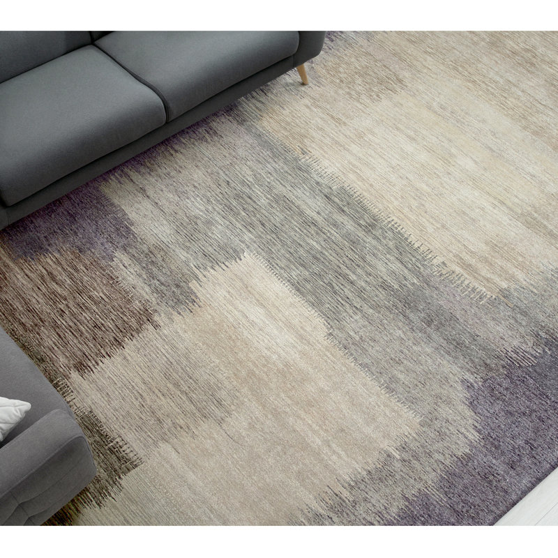 Hand Knotted Wool Area Rug in Beige/Gray/Blue/Brown, Rectangle 3' x 5'