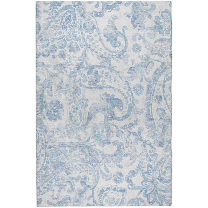 Tapis cachemire ADS835 de qualité supérieure lavable à la machine Dream, Ciel, 3 pi x 5 pi