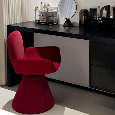 Modern 360‑Degree Swivel Vanity Chair, Soft Velvet Upholstered Accent Chair, Stylish Dressing Table Seat for Bedroom Living Room