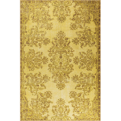 Luxurious Yellow Carpet, 4.9 x 7.5 Feet | 100% Polyester, 1850 g/m², Pile Height: 0.2 Inches | Eco-Friendly Recycled Poly Cotton Underside | Machine Carpet for Living Room & Bedroom Decor, Soft & Stylish