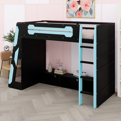 Loft Bed With Built-In Desk, Multi-Functional Storage Shelves, And RGB Lighting