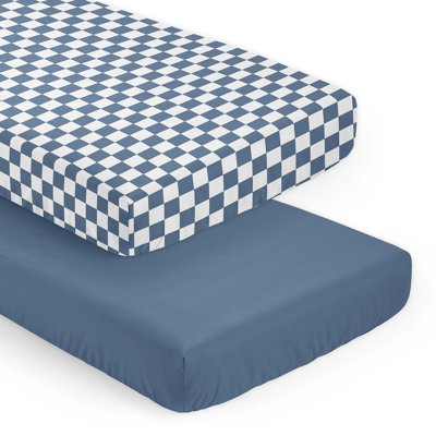 Gingham Checkered Plaid 2 Pack Fitted Crib Sheet by Sweet Jojo Designs