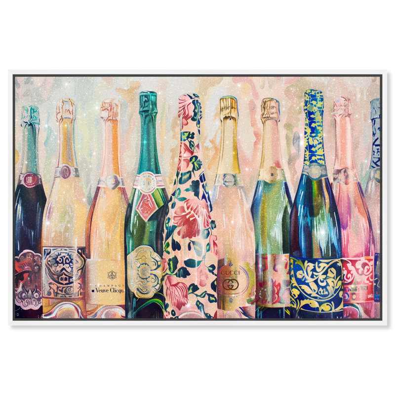 Art Remedy Barcart Art Canvas, 37" H x 55" W, White Floater Framed