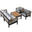 Ensemble de canapé modulaire d'extérieur 4 pièces pour 4 personnes avec ensemble de conversation et coussins et une table basse pour patio, jardin ou balcon-2141354459