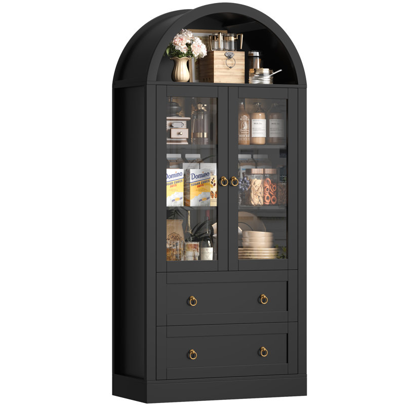 Arvad 69.7" Arched Kitchen Pantry, Black
