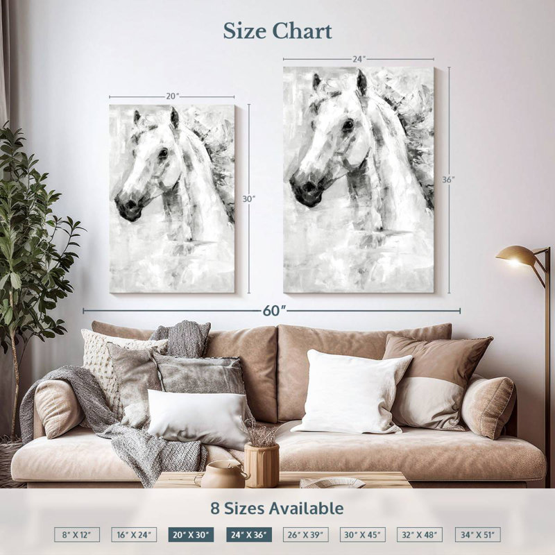 Brampt Grey Horse, 36" H x 24" W