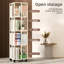 Bibliothèque rotative à 360 degrés - Organisateur de rangement de livres mobile autoportant avec cadre en acier robuste pour le salon, le bureau ou le bureau