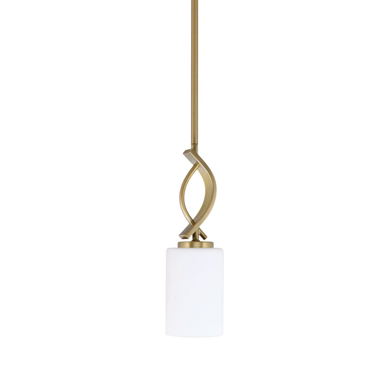 Mini-luminaire suspendu Unia avec verre en mousseline blanc 4 po, Laiton