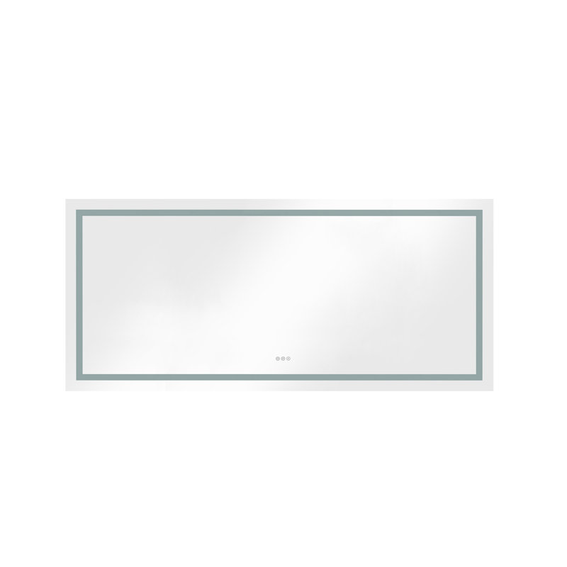 LED Bathroom Mirror with Front and Backlight, 28" x 60", Brushed Gold, Rectangle