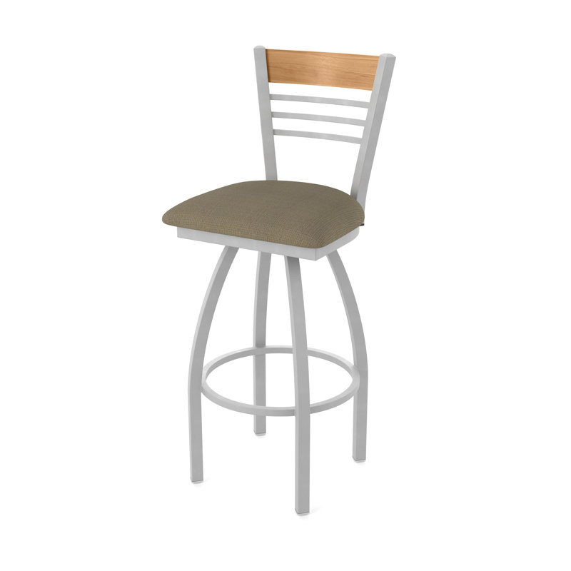 Tabouret de comptoir pivotant 880 Eleanor, Gris, Marron foncé, Tabouret de comptoir (siège d’une hauteur de 25