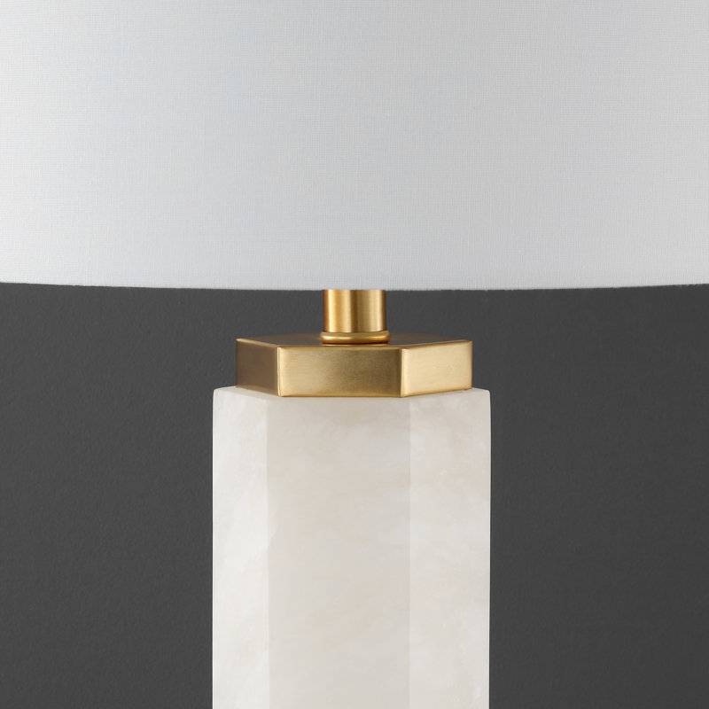 White Alabaster and Gold 29-Inch Table Lamp