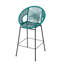 Tabouret de bar d'extérieur bleu sarcelle en faux osier, ensemble de 2