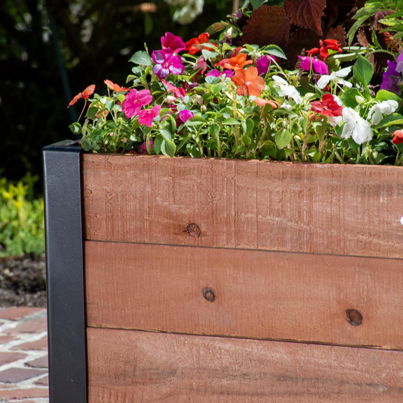 Wood Planter Box, Natural Brown, 15.35" H x 24" W x 37" D