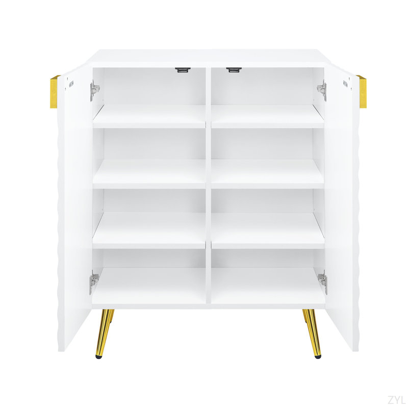 Armoire console blanche à finition ultrabrillante