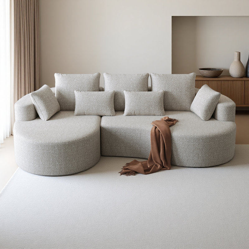 Canapé modulaire surdimensionné rembourré Modern, Chenille beige, Orienté à gauche (vu de face)