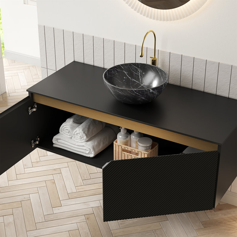 RUBEN 48" Bathroom Vanity&Sink, Black, 48"