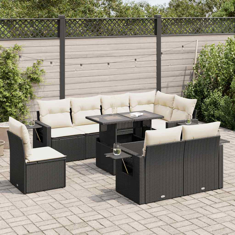 Ensemble de canapé de jardin en rotin PE noir 9 pièces Vidaxl