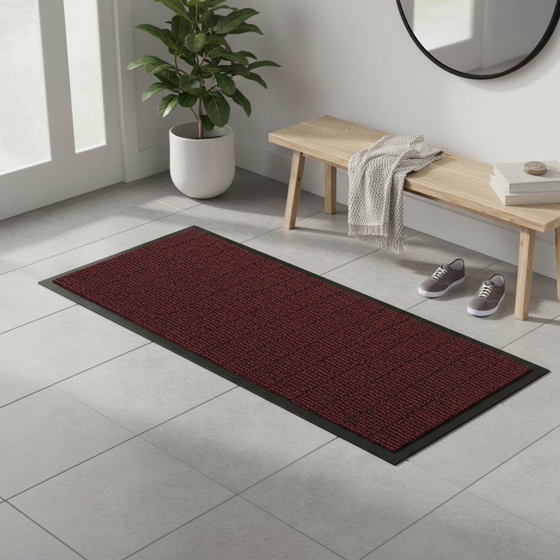 Absorbent Non Slip Hallway Runner Rug Heavy Duty Indoor Floor Mat-60 x 120 cm, Red