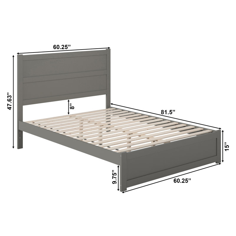 Lit plateforme avec rangement en bois massif Ney, gris, Grand, Non