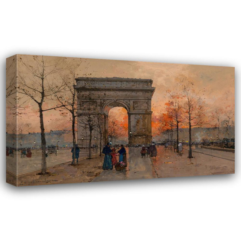 «The Arc De Triomphe, Place De L’Etoile» par Eugène Galien-Laloue - Toile tendue avec châssis, H 40 po x l 28 po