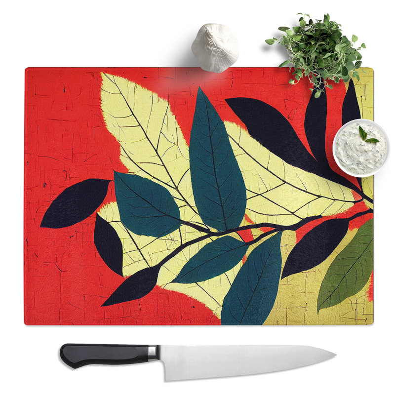 Evocative Leaf  Glass Chopping Board